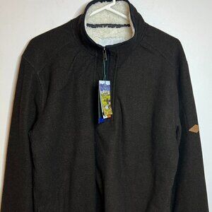 Orvis Mens Fleece Lined Quarter 1/4 Zip Pullover Sweater Brown Size L